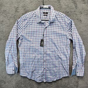 NEW Hugo Boss Robbie 1 Slim Fit‎ Blue Check Plaid Long Sleeve Casual Shirt XXL